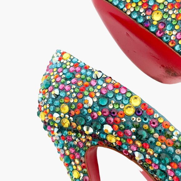 Christian Louboutin Daffodile 160 Pumps EU 39.5 US 9.5 Multi Crystal Strass - Picture 13 of 14